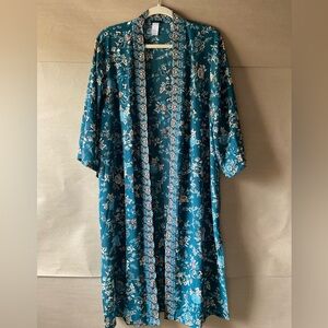 J. Jill. Floral Teal Kimono. One size.